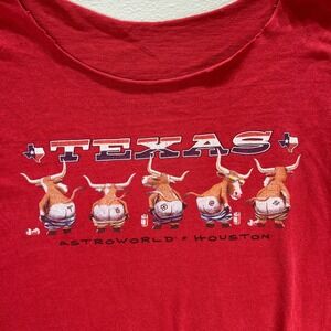 VTG Astroworld Houston TX Amusement Park Men XL T Shirt Red Longhorn Cut Neck
